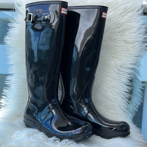 Hunter Original Black Gloss Tall Rain Boots - Picture 4 of 16